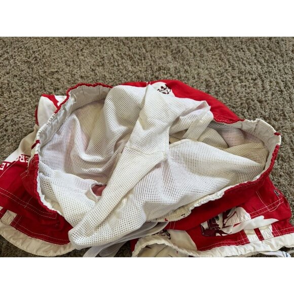 ABERCROMBIE FITCH Red Tuggers Board Shorts Cargo Swim Trunks Vtg Y2k 90’s LARGE - Picture 10 of 12